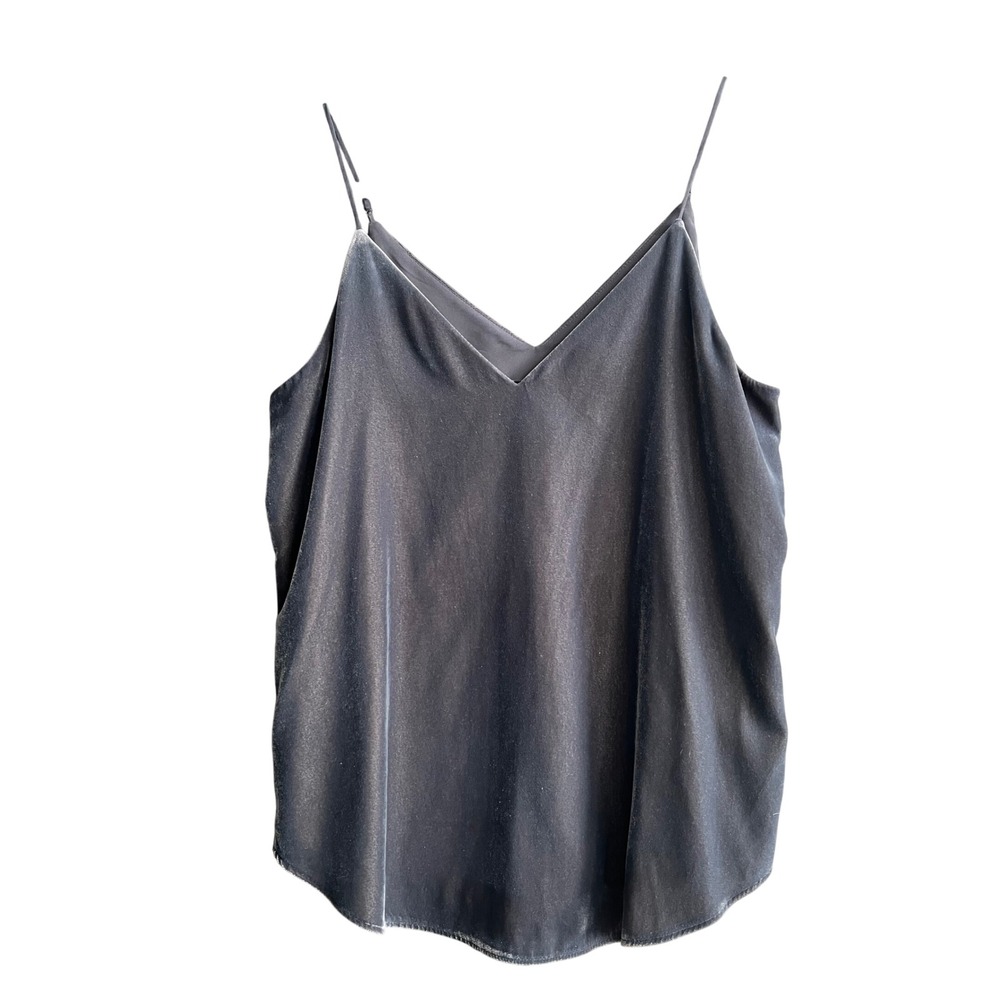 Express Gray Velvet Cami Top Spaghetti Strap‎ V-Neck Sleeveless Blouse